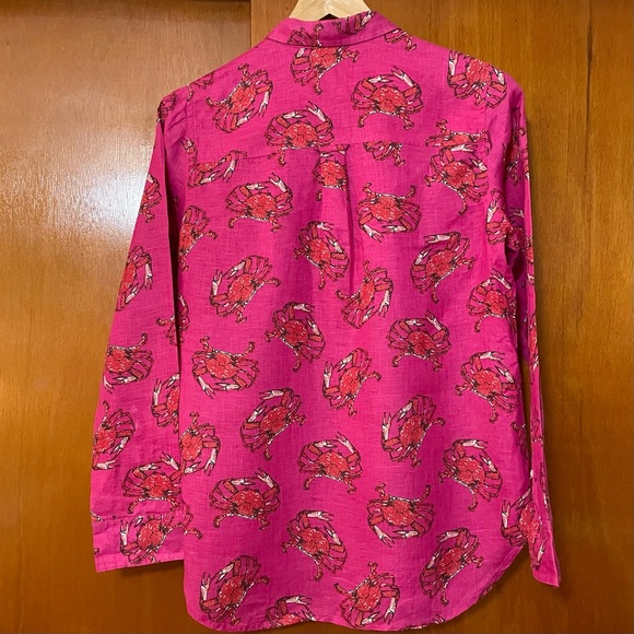 J. Crew Ratti Linen King Crab Print Button Up Shirt - Picture 5 of 12